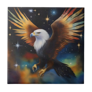 Flying Eagle Colorful Cosmic Art, Fliese
