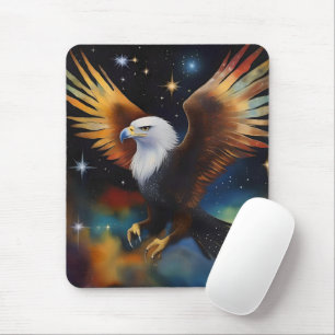 Flying Eagle Colorful Cosmic Art, Mousepad