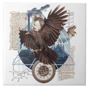 Flying Eagle mit mehreren anderen Elementen Collag Fliese
