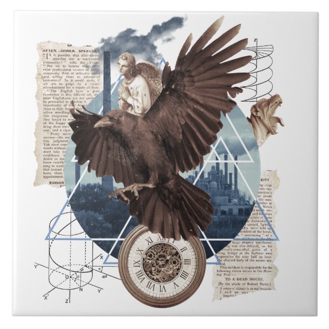 Flying Eagle mit mehreren anderen Elementen Collag Fliese (Vorderseite)