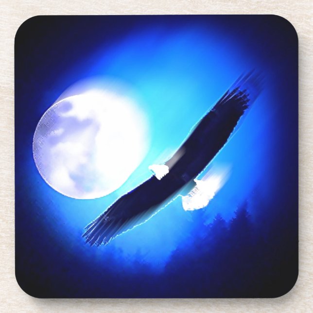 Flying Eagle & Moon Getränkeuntersetzer (Vorderseite)