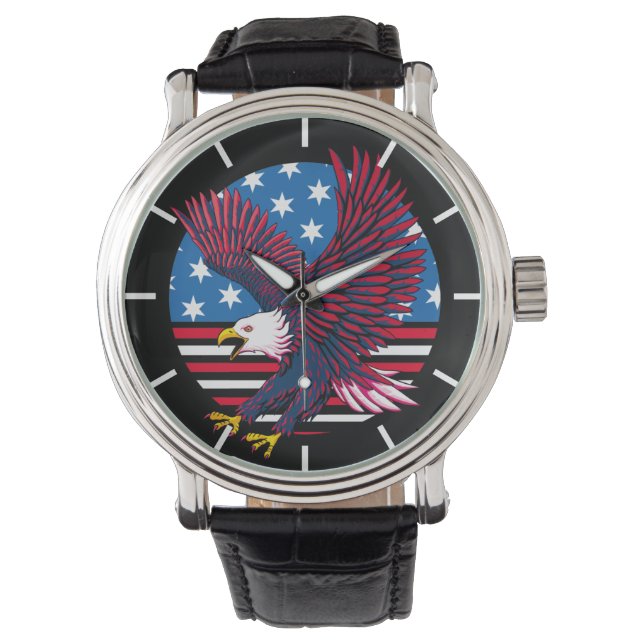 Flying Eagle und American Flag Armbanduhr (Vorderseite)