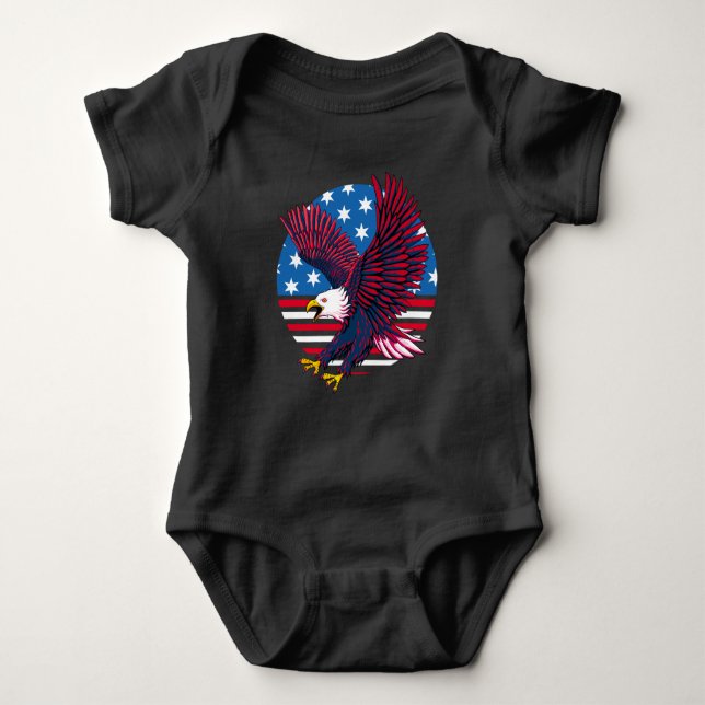 Flying Eagle und American Flag Baby Strampler (Vorderseite)