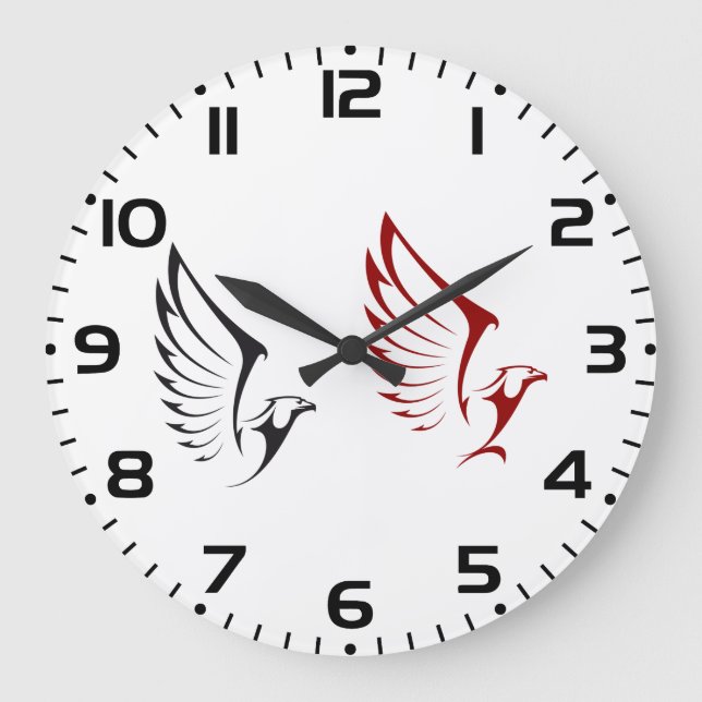 Flying Eagles Bold Bird Illustration Große Wanduhr (Vorderseite)