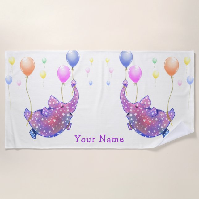 Flying Elephant Funny Beach Handtuch Individuelle  (Vorderseite)