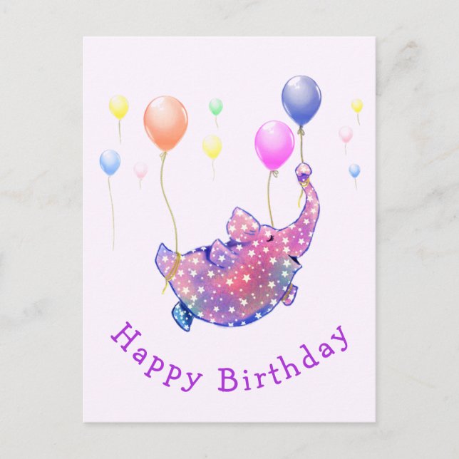 Flying Elephant Funny Birthday Card Postkarte (Vorderseite)