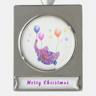 Flying Elephant Funny Weihnachtsschmuck Banner-Ornament Silber