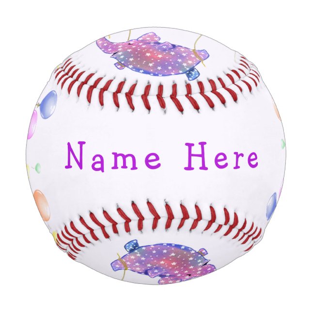Flying Elephant Individuelle Name Geburtstagsgesch Baseball (Rückseite)