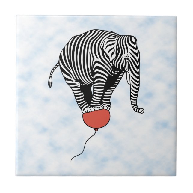 FLying Elephant Zebra Fliese (Vorderseite)