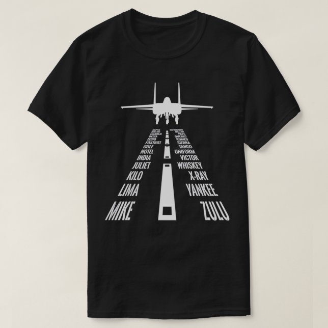 Flying F15 Adlerpilot Phonetische Alphabet R T-Shirt (Design vorne)