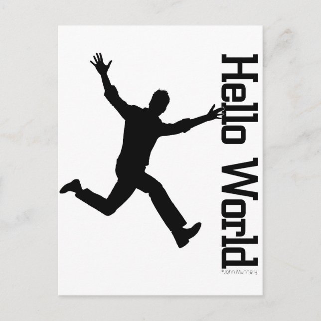 Flying Figure Black/White Grphic Art Postcard Postkarte (Vorderseite)