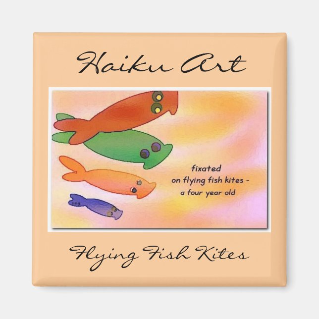 Flying Fish Kites Haiku Art Magnet (Vorne)