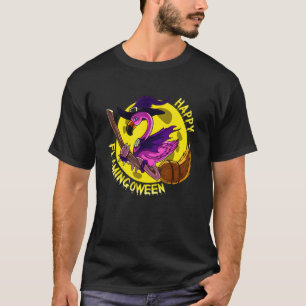 Flying Flamingo Witch Joke Spaß Funny Halloween C T-Shirt