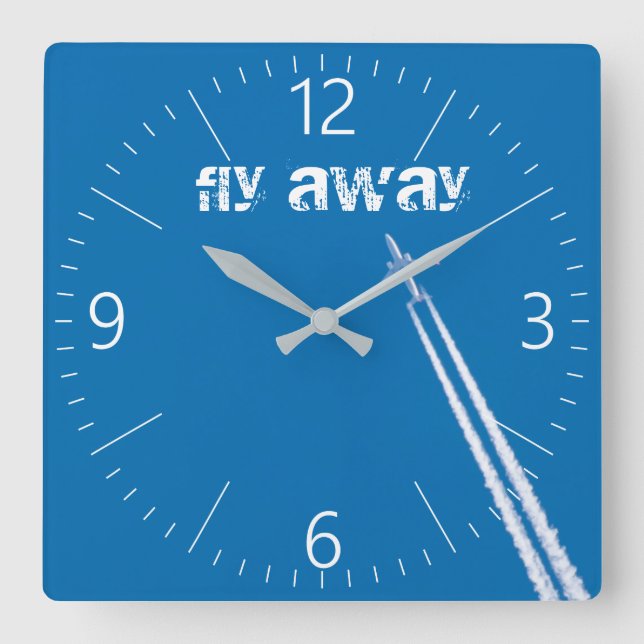Flying Flugzeug Quadratische Wanduhr (Vorderseite)