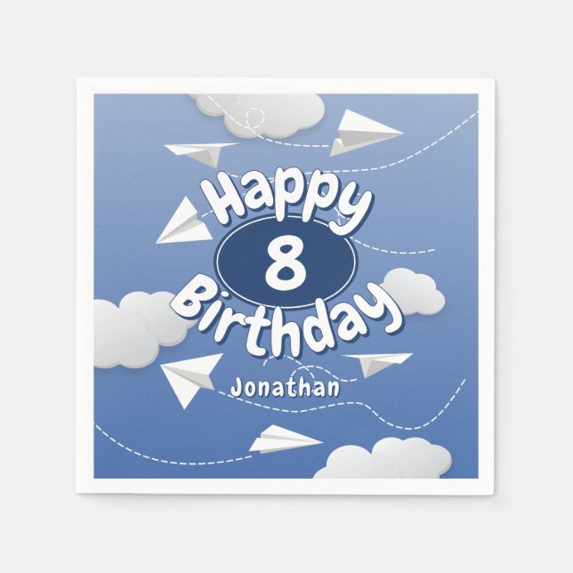 flying folded paper airplanes childrens birthday serviette (Vorderseite)