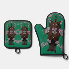 Flying Fox Jade Ofenhandschuh & Topflappen-Set