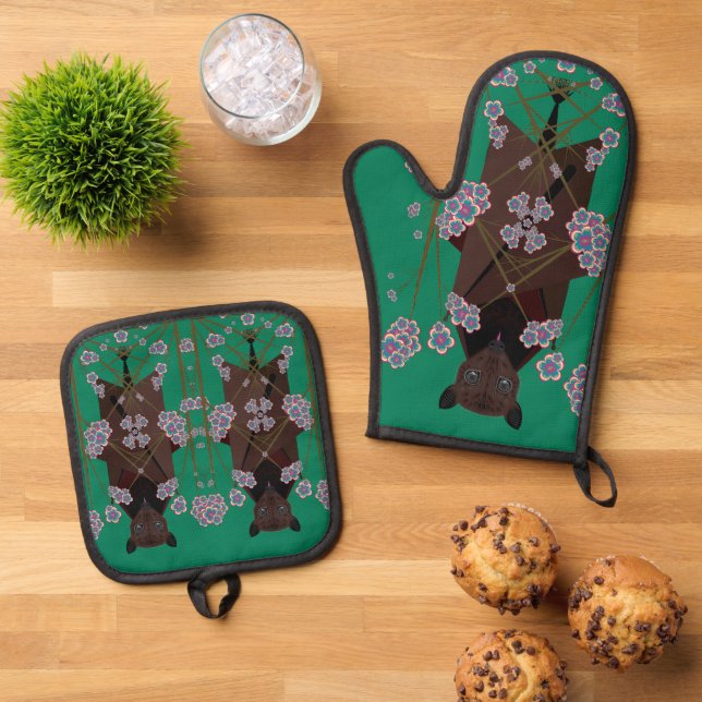 Flying Fox Jade Ofenhandschuh & Topflappen-Set (Oben Unten)
