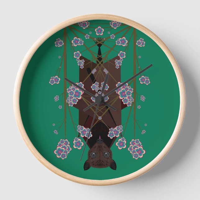 Flying Fox Jade Wood Gerahmte Uhr (Vorderseite)