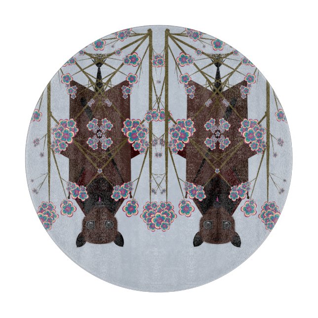 Flying Fox Sky Blue Round Glass Cutting Board Schneidebrett (Vorderseite)