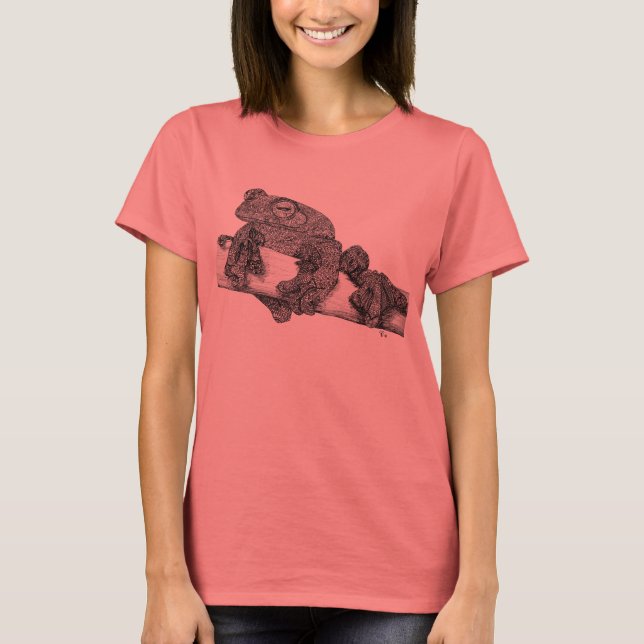Flying Frog Ladys' Ringer T T-Shirt (Vorderseite)