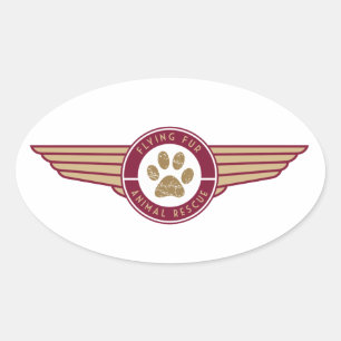 Flying Fur - Airline-Logo-Aufkleber Ovaler Aufkleber