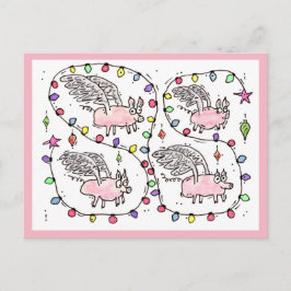 "Flying Future Bacon" - Urlaubspostkarte Feiertagspostkarte