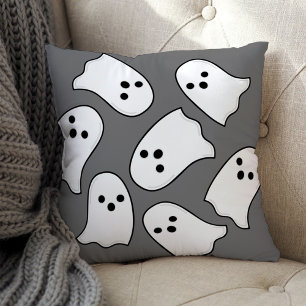 Flying Ghost Gray and White Halloween Kissen