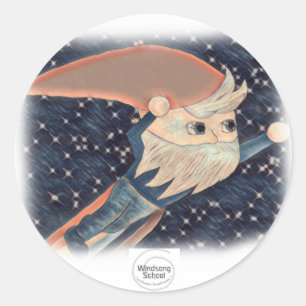 Flying Gnome-Aufkleber Runder Aufkleber