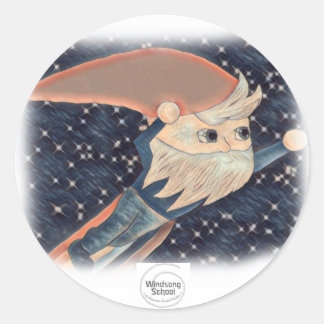 Flying Gnome-Aufkleber Runder Aufkleber