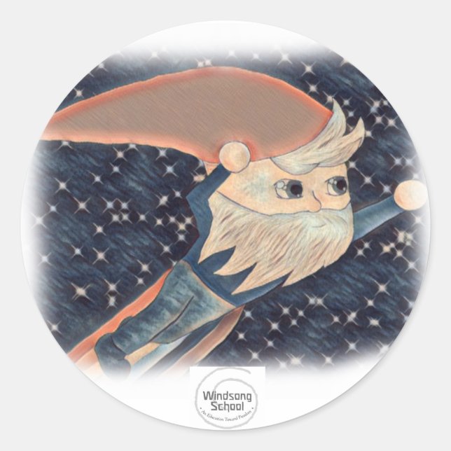 Flying Gnome-Aufkleber Runder Aufkleber (Vorderseite)