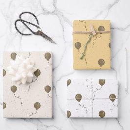 Flying Gold Balloons Geburtstag Geschenkpapier Set