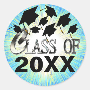 Flying Graduation Caps Class of 20XX Stickers
