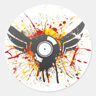 Flying Graffiti Record - Music Audio DJ Vinyl Runder Aufkleber