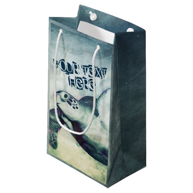 Flying Green Sea Turtle | Benutzerdefinierte Gesch Kleine Geschenktüte (Vorderseite Schrägansicht)