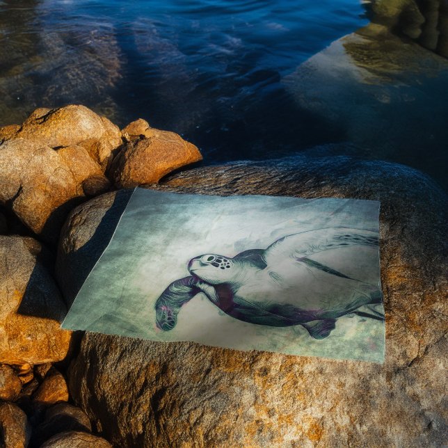 Flying Green Sea Turtle | Benutzerdefiniertes Gewe Seidenpapier (Von Creator hochgeladen)