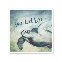 Flying Green Sea Turtle | Custom Paper Napkin