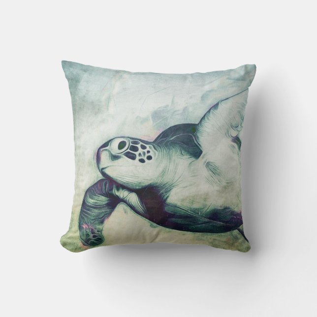 Flying Green Sea Turtle | Kissen (Vorderseite)