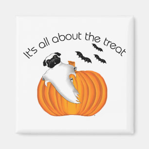 Flying Halloween Mops Ghost Funny Sprichwort Pumpk Magnet