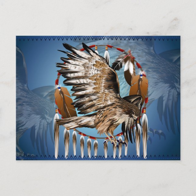 Flying Hawk Dreamcatcher Postkarte (Vorderseite)