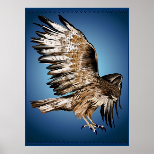 Flying Hawk Print Poster (Vorne)