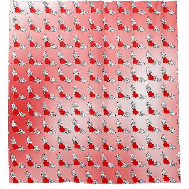 Flying Hearts Tilt Duschvorhang (Vorderseite)