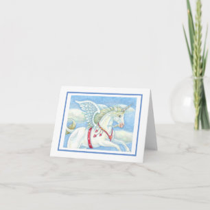 FLYING HEARTS UNICORN, PEGASUS NOTE CARD Blank Karte