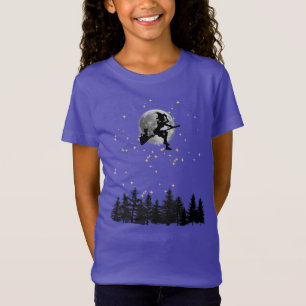 Flying Hexe Above Forest on a Full Moon Night T-Shirt