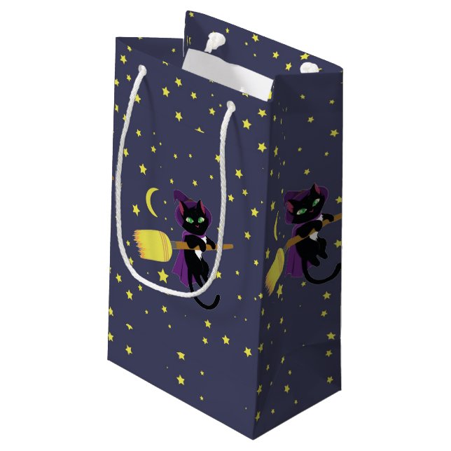 Flying Hexe Cat Kleine Geschenktüte (Rückseite Schrägansicht)