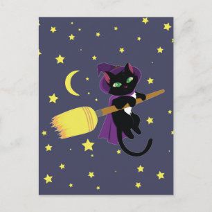 Flying Hexe Cat Postkarte