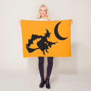 Flying Hexe Halloween-Silhouette Fleecedecke
