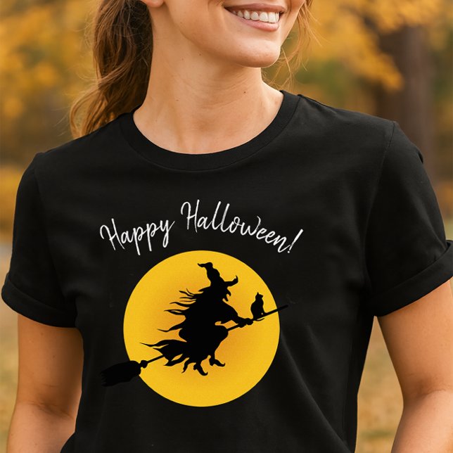 Flying Hexe Halloween-T - Shirt (Flying Witch Silhouette Shirt for Halloween)