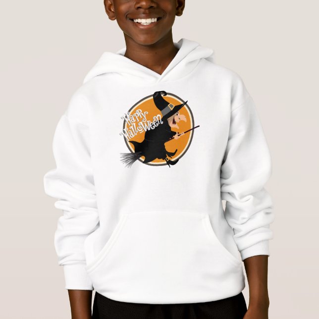 Flying Hexe Happy Halloween Hoodie (Vorderseite)