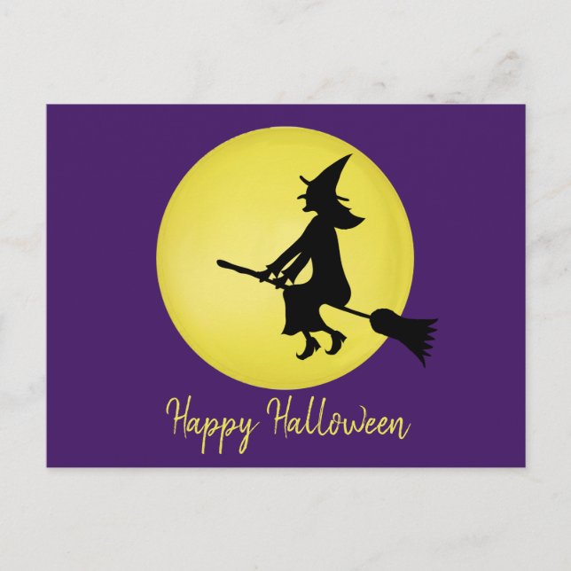 Flying Hexe in der Mondlicht-Karte Postkarte (Vorderseite)