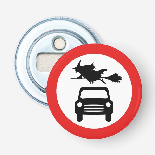 Flying Hexe Road Sign Flaschenöffner (Vorderseite)